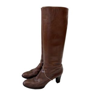Vintage Bally Brown Leather Knee-High Boots Made in Switzerland